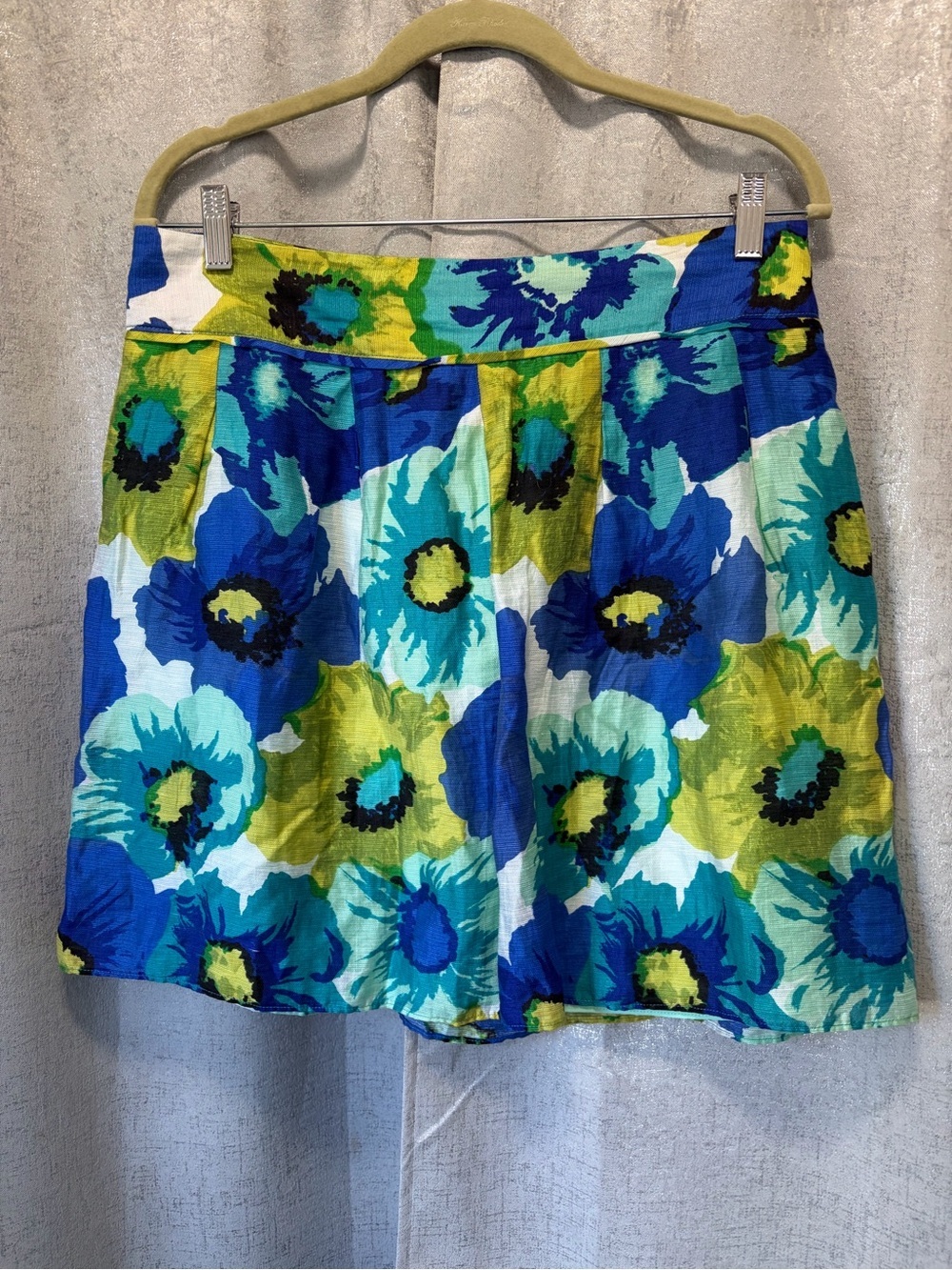 LOFT Blue, Teal & Green Floral A-Line Skirt